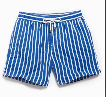 Men's Vertical Stripe Drawstring Swim Shorts