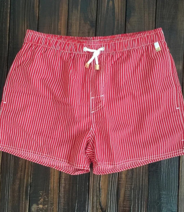 Men's Vertical Stripe Drawstring Swim Shorts