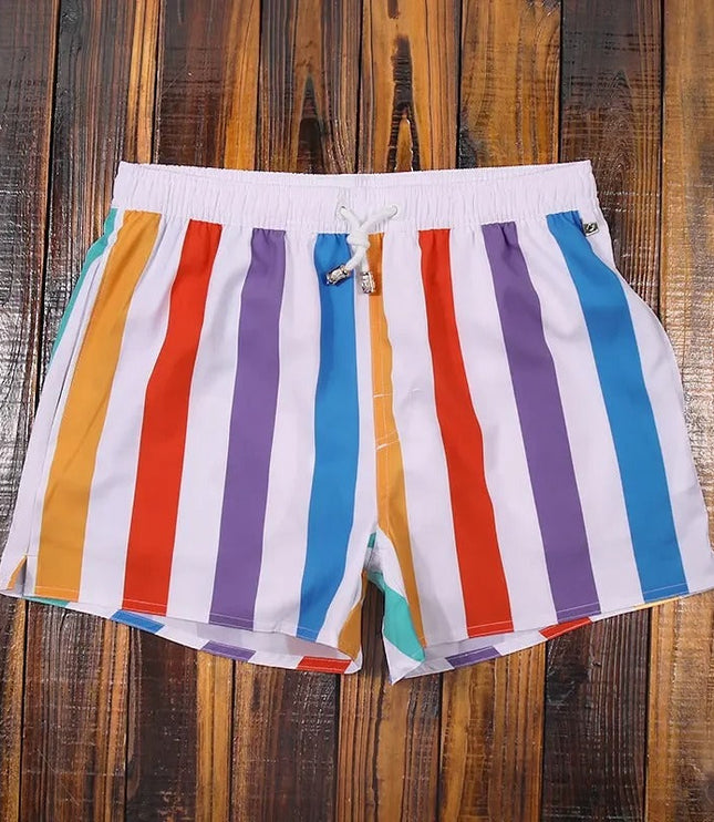 Men's Vertical Stripe Drawstring Swim Shorts