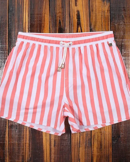 Men's Vertical Stripe Drawstring Swim Shorts