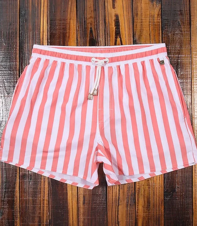 Men's Vertical Stripe Drawstring Swim Shorts