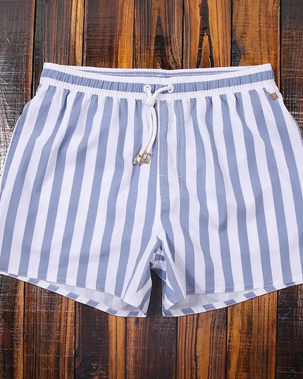 Men's Vertical Stripe Drawstring Swim Shorts