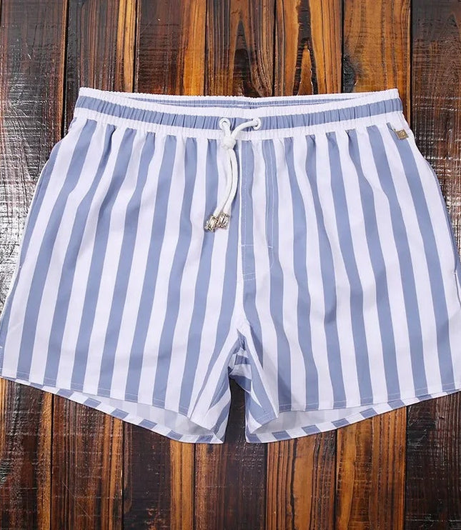 Men's Vertical Stripe Drawstring Swim Shorts