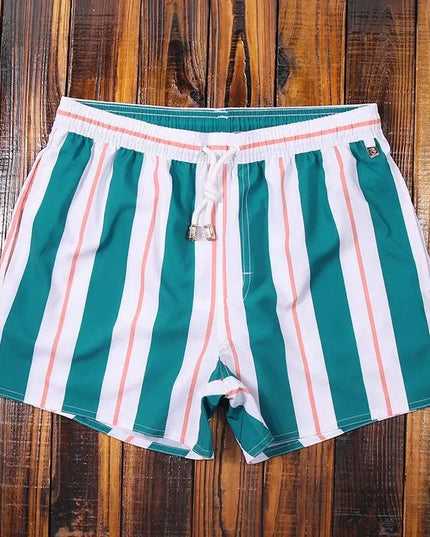 Men's Vertical Stripe Drawstring Swim Shorts