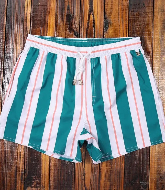 Men's Vertical Stripe Drawstring Swim Shorts