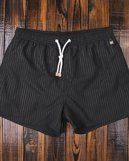 Men's Vertical Stripe Drawstring Swim Shorts