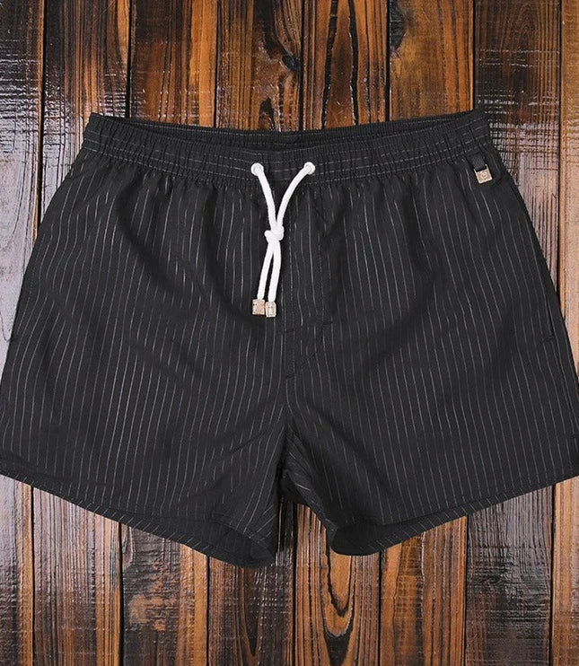 Men's Vertical Stripe Drawstring Swim Shorts