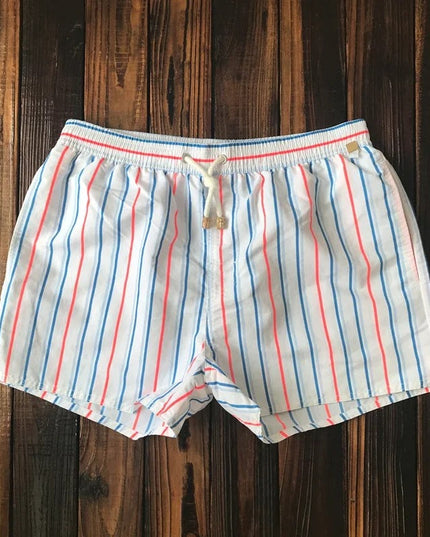 Men's Vertical Stripe Drawstring Swim Shorts