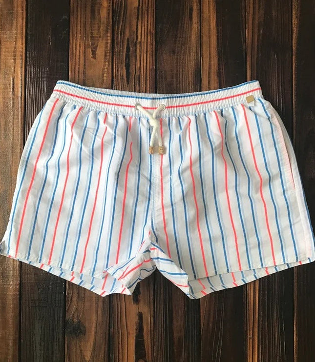 Men's Vertical Stripe Drawstring Swim Shorts