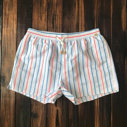 Men's Vertical Stripe Drawstring Swim Shorts