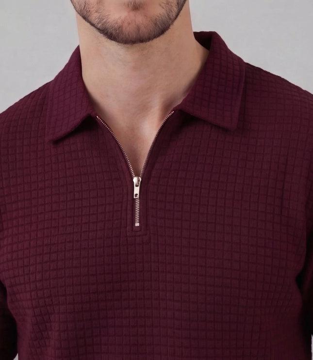 Men's Waffle Knit Polo and Shorts Set