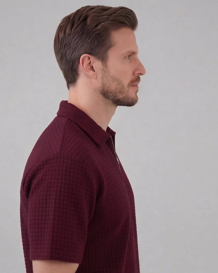 Men's Waffle Knit Polo and Shorts Set