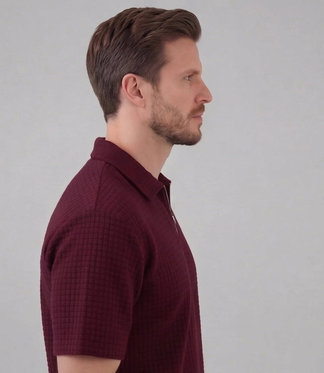 Men's Waffle Knit Polo and Shorts Set