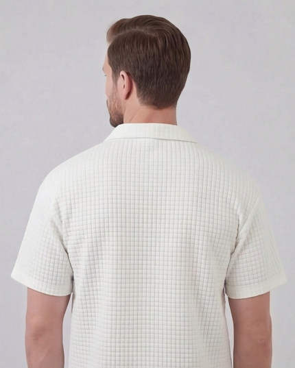 Men's Waffle Knit Polo and Shorts Set