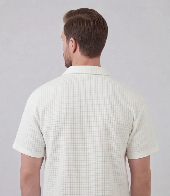 Men's Waffle Knit Polo and Shorts Set