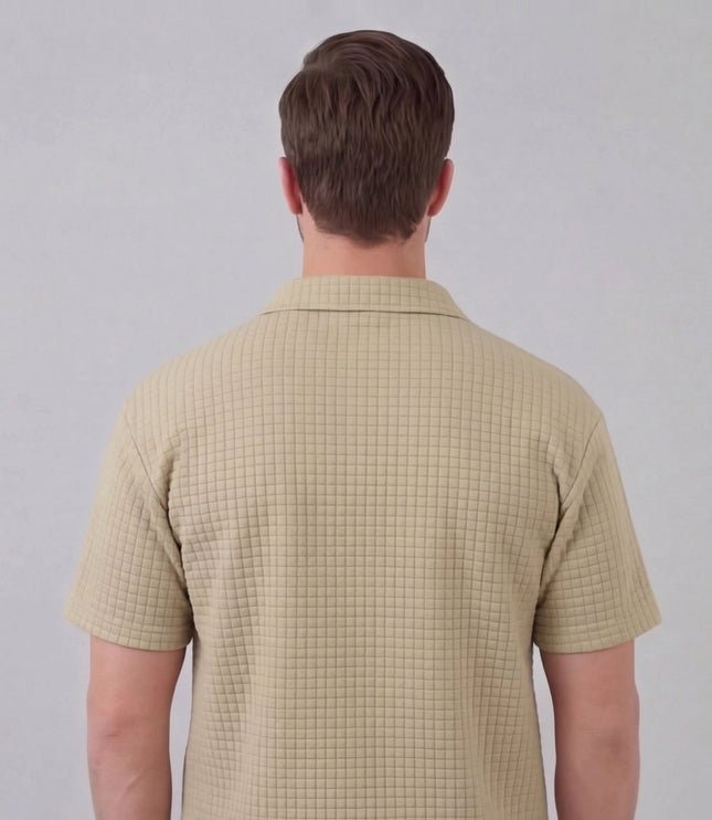 Men's Waffle Knit Polo and Shorts Set