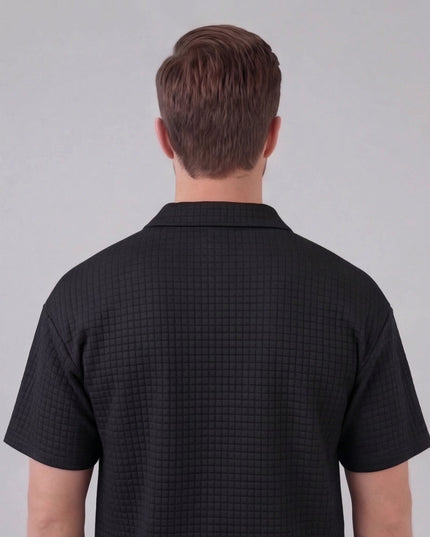 Men's Waffle Knit Polo and Shorts Set