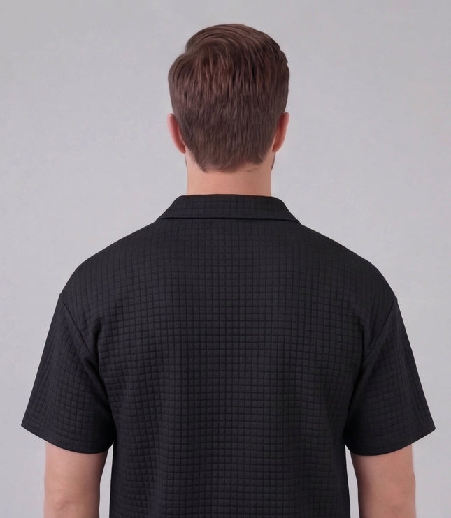 Men's Waffle Knit Polo and Shorts Set