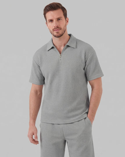 Men's Waffle Knit Polo and Shorts Set
