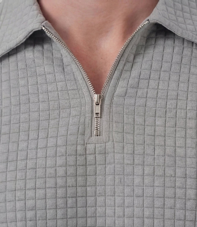 Men's Waffle Knit Polo and Shorts Set