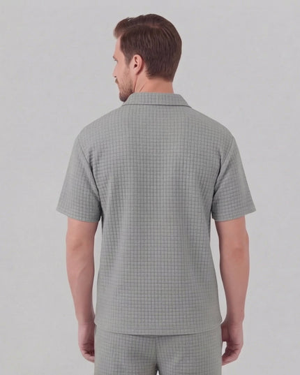 Men's Waffle Knit Polo and Shorts Set