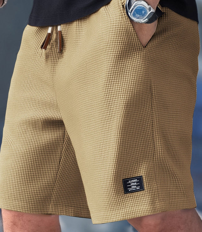 Men's Waffle Knit Shorts with an Elastic Drawstring Waist