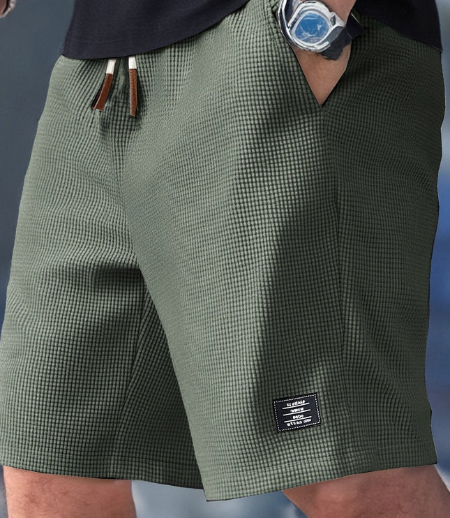 Men's Waffle Knit Shorts with an Elastic Drawstring Waist
