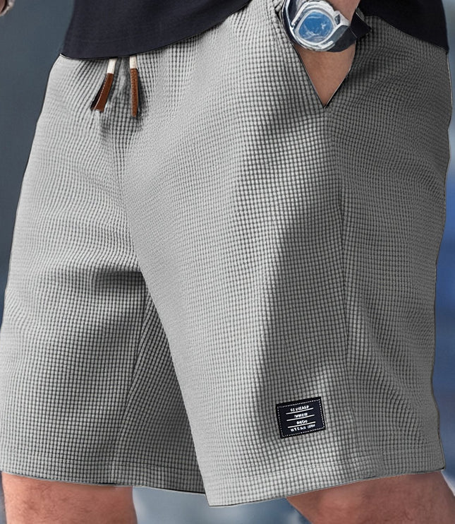 Men's Waffle Knit Shorts with an Elastic Drawstring Waist