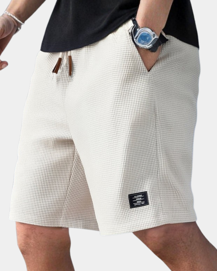 Men's Waffle Knit Shorts with an Elastic Drawstring Waist
