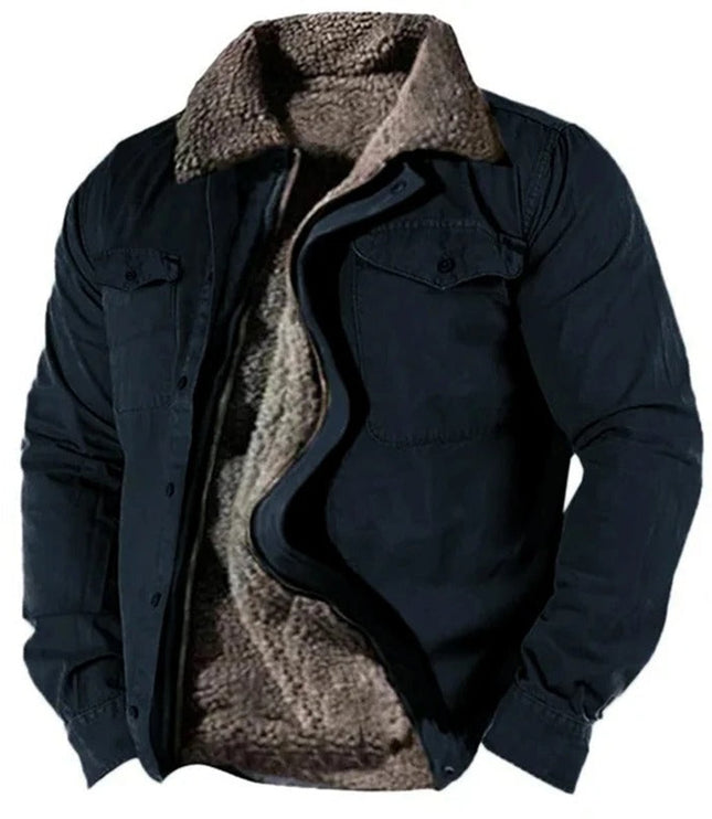 Men's Western Shirt Jacket with Snap Front and Sherpa Lining