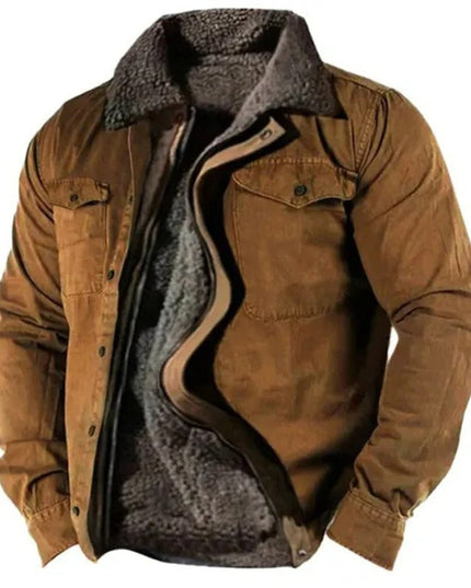 Men's Western Shirt Jacket with Snap Front and Sherpa Lining