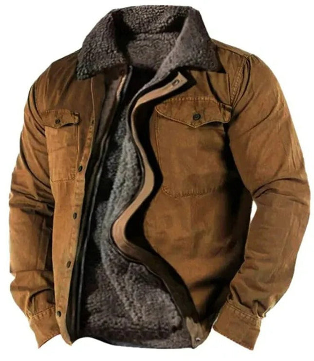 Men's Western Shirt Jacket with Snap Front and Sherpa Lining