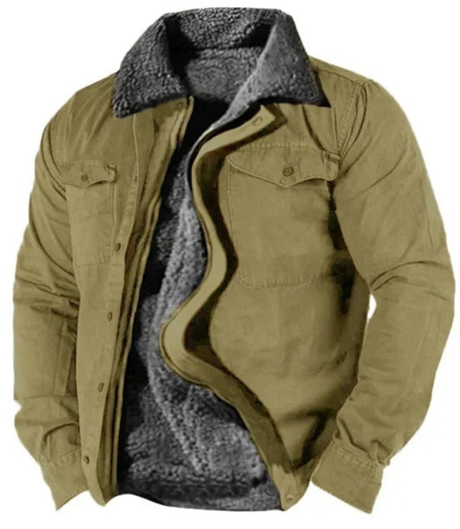 Men's Western Shirt Jacket with Snap Front and Sherpa Lining