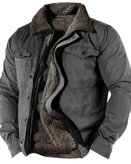 Men's Western Shirt Jacket with Snap Front and Sherpa Lining