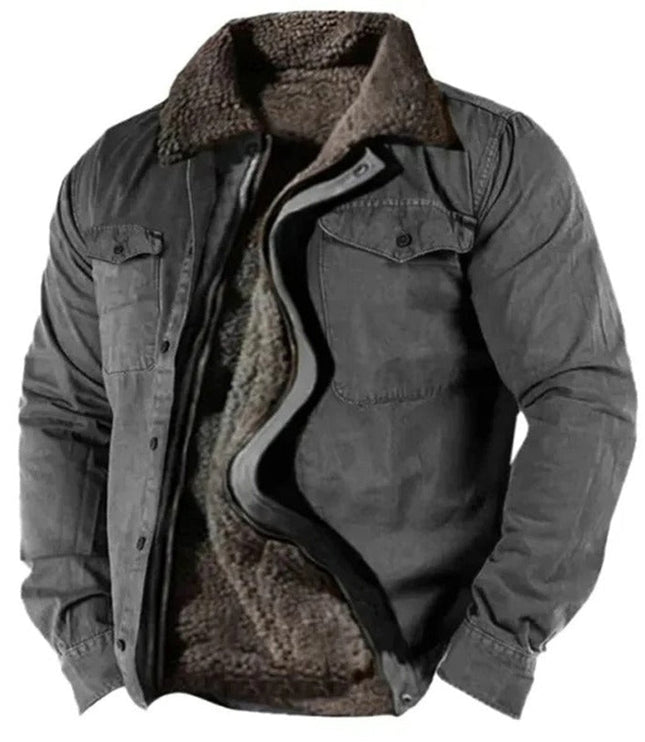 Men's Western Shirt Jacket with Snap Front and Sherpa Lining