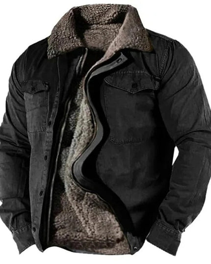 Men's Western Shirt Jacket with Snap Front and Sherpa Lining