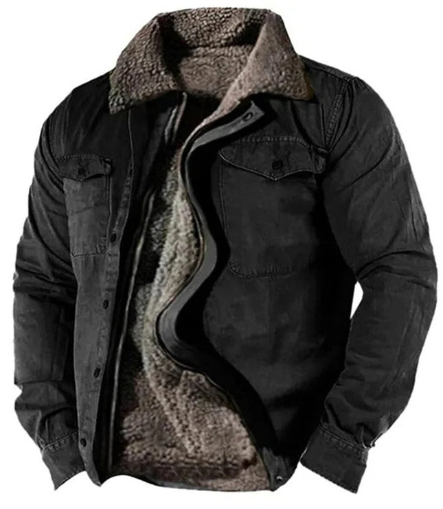 Men's Western Shirt Jacket with Snap Front and Sherpa Lining