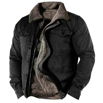 Men's Western Shirt Jacket with Snap Front and Sherpa Lining