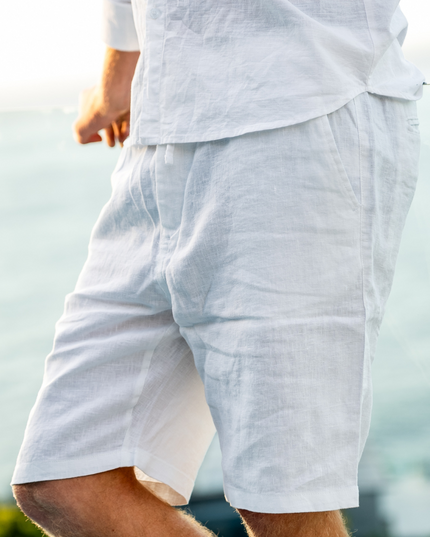 Men's Wide Fit Linen Shorts with Drawstring Waist