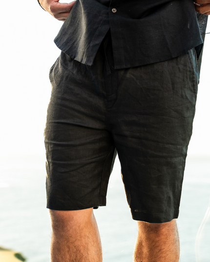 Men's Wide Fit Linen Shorts with Drawstring Waist