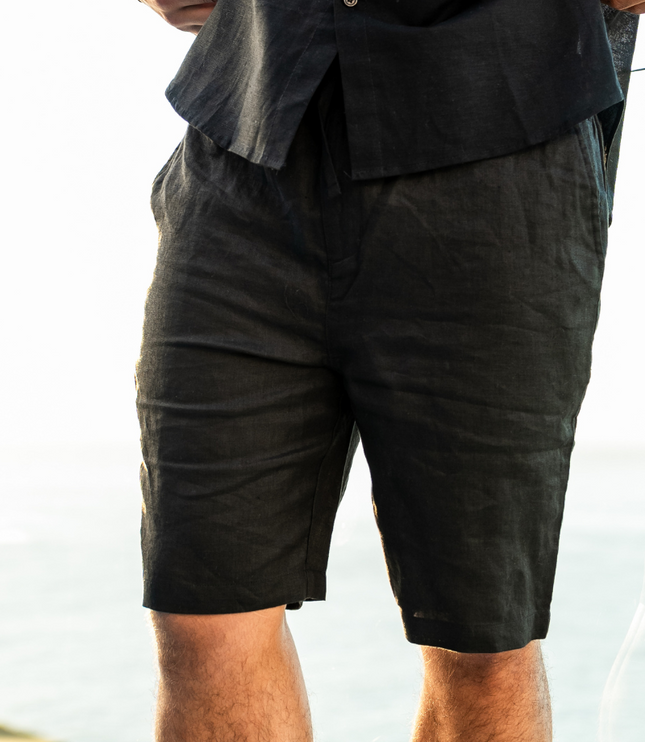 Men's Wide Fit Linen Shorts with Drawstring Waist