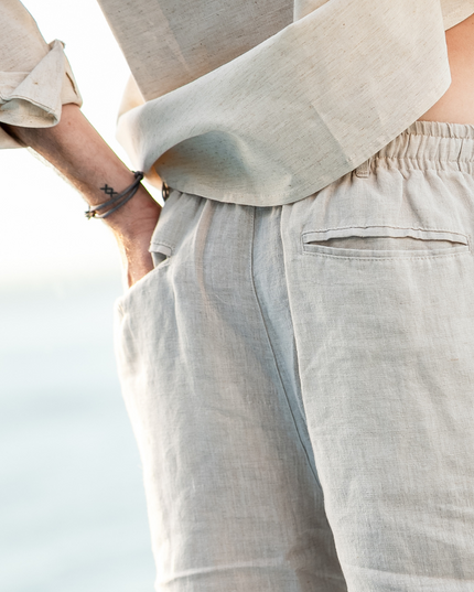 Men's Wide Fit Linen Shorts with Drawstring Waist