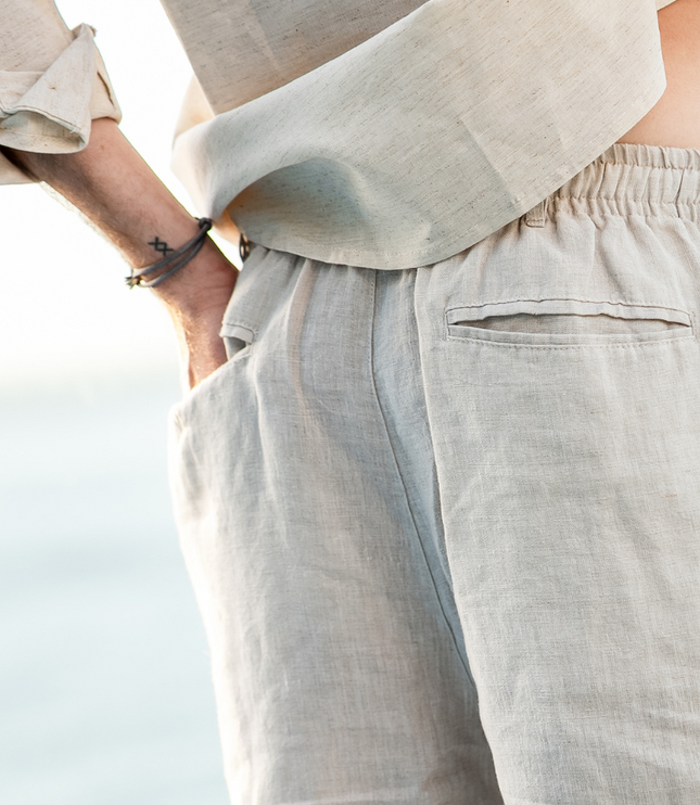 Men's Wide Fit Linen Shorts with Drawstring Waist