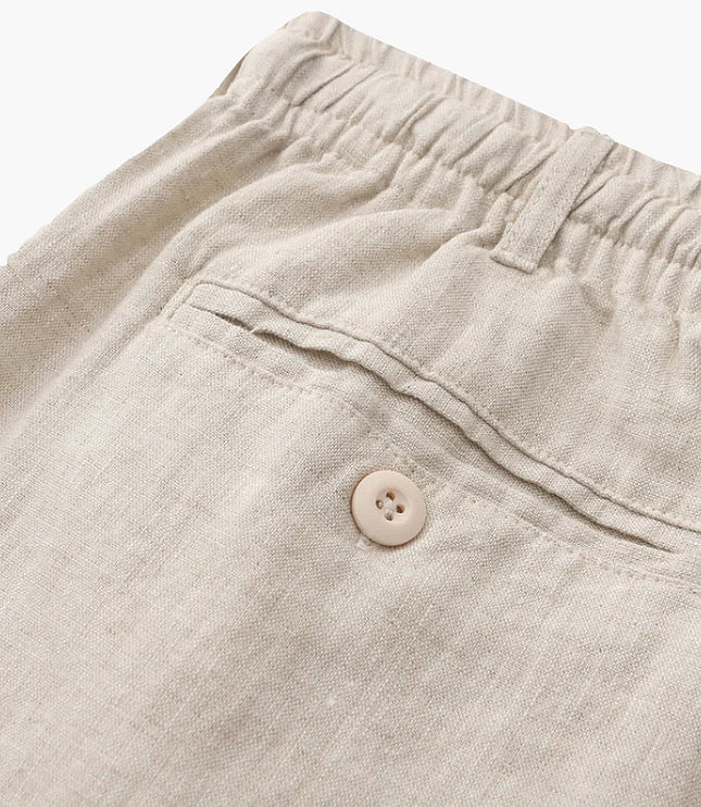 Men's Wide Fit Linen Shorts with Drawstring Waist