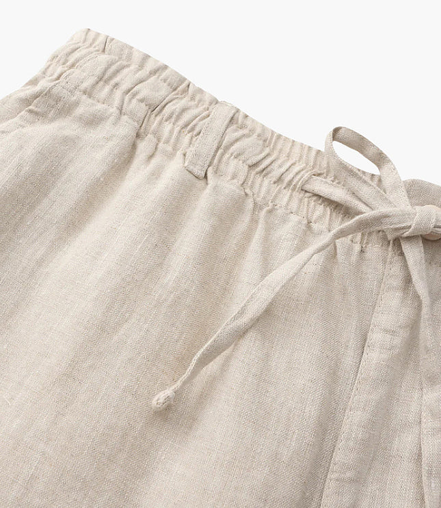 Men's Wide Fit Linen Shorts with Drawstring Waist