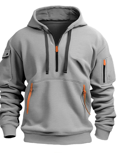 Men's Winter Hoodie with Zip Pockets and Long Sleeve