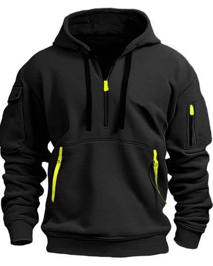Men's Winter Hoodie with Zip Pockets and Long Sleeve