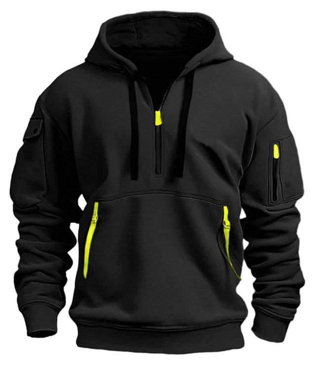 Men's Winter Hoodie with Zip Pockets and Long Sleeve