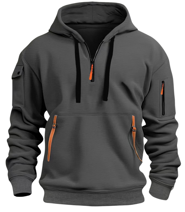 Men's Winter Hoodie with Zip Pockets and Long Sleeve
