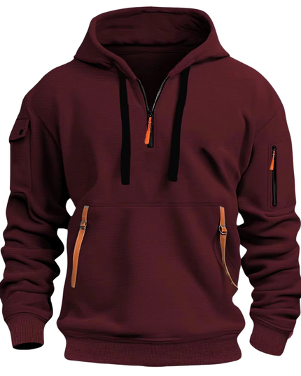 Men's Winter Hoodie with Zip Pockets and Long Sleeve